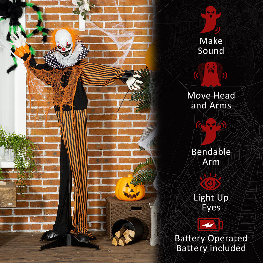 65" Life-Size Animated Circus Clown – Halloween Prop with Motion, Sound & Light-Up Eyes