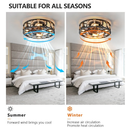 Modern Ceiling Fan with Light & Remote Brown