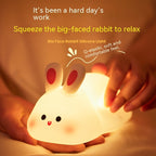 Cute Rabbit LED Night Light – Touch Sensor Silicone Lamp for Kids, Rechargeable Bedside Cartoon Night Lamp, Soft Glow Home Decor Gift