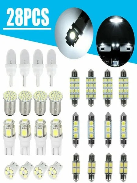 28pcs White LED Car Interior Light Kit
