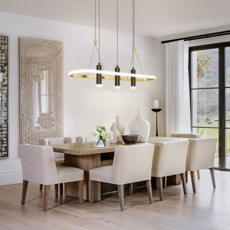 4-Light Modern LED Pendant Light (Black & Gold)
