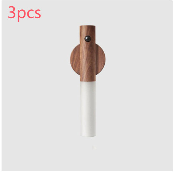 مصباح ليلي لاسلكي خشبي مغناطيسي بمنفذ USB LED تلقائي، أضواء الممرات والشرفات، مستشعر حركة PIR، مصباح حائطي، مصباح خزانة