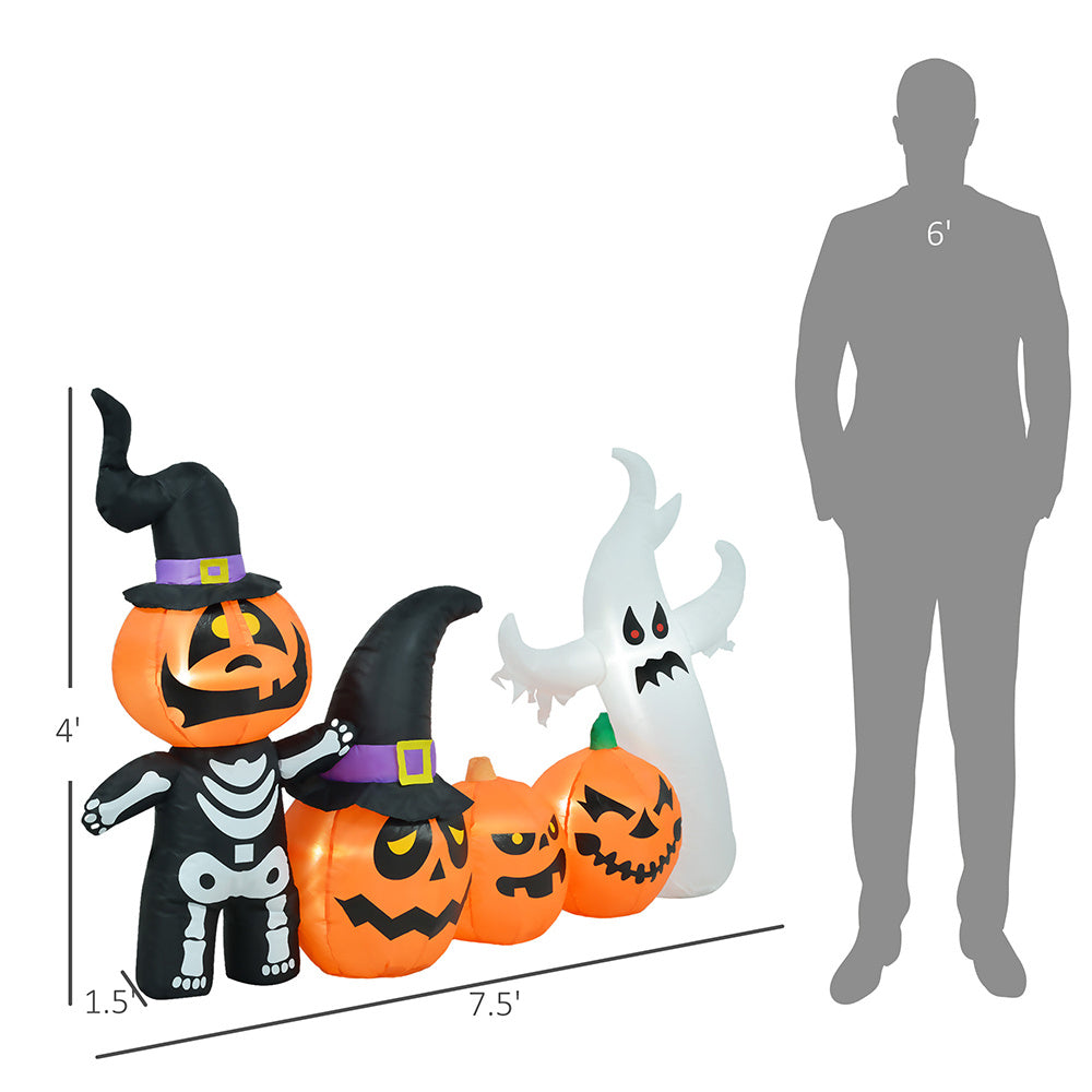 7.5ft Inflatable Halloween Pumpkin Ghost Family, Blow Up LED Display For Garden، Indoor & Outdoor