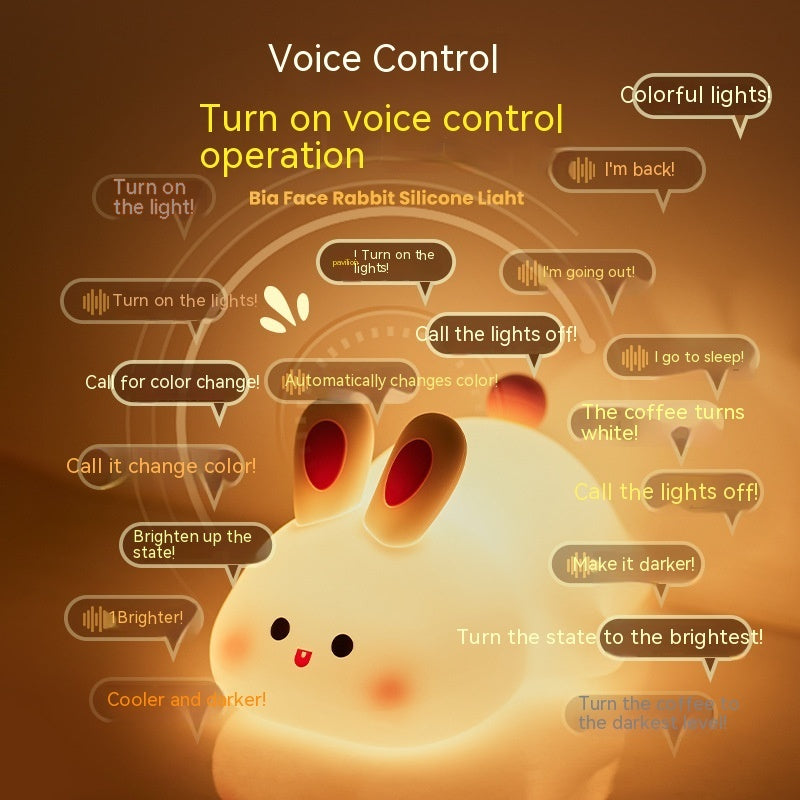 Cute Rabbit LED Night Light – Touch Sensor Silicone Lamp for Kids, Rechargeable Bedside Cartoon Night Lamp, Soft Glow Home Decor Gift