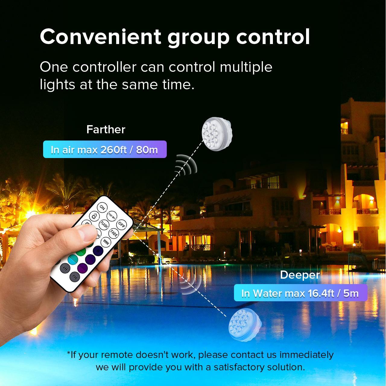 SANSI IP68 Waterproof RGB Pool Light – Rechargeable Up to 20Hrs