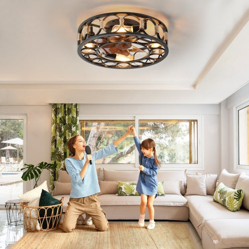 Modern Ceiling Fan with Light & Remote Brown