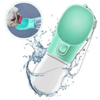 Portable Dog Water Bottle Leak-Proof Pet Drinking Cup with One-Click Dispenser – 350ML / 550ML Travel Water Feeder for Dogs & Cats (Pink, White, Green)