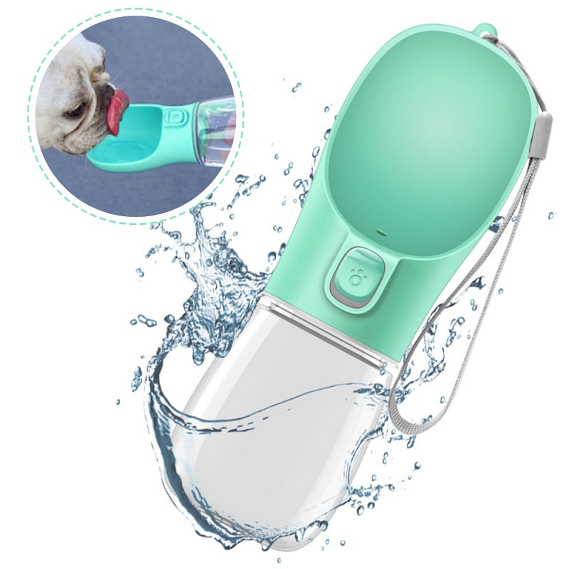 Portable Dog Water Bottle Leak-Proof Pet Drinking Cup with One-Click Dispenser – 350ML / 550ML Travel Water Feeder for Dogs & Cats (Pink, White, Green)