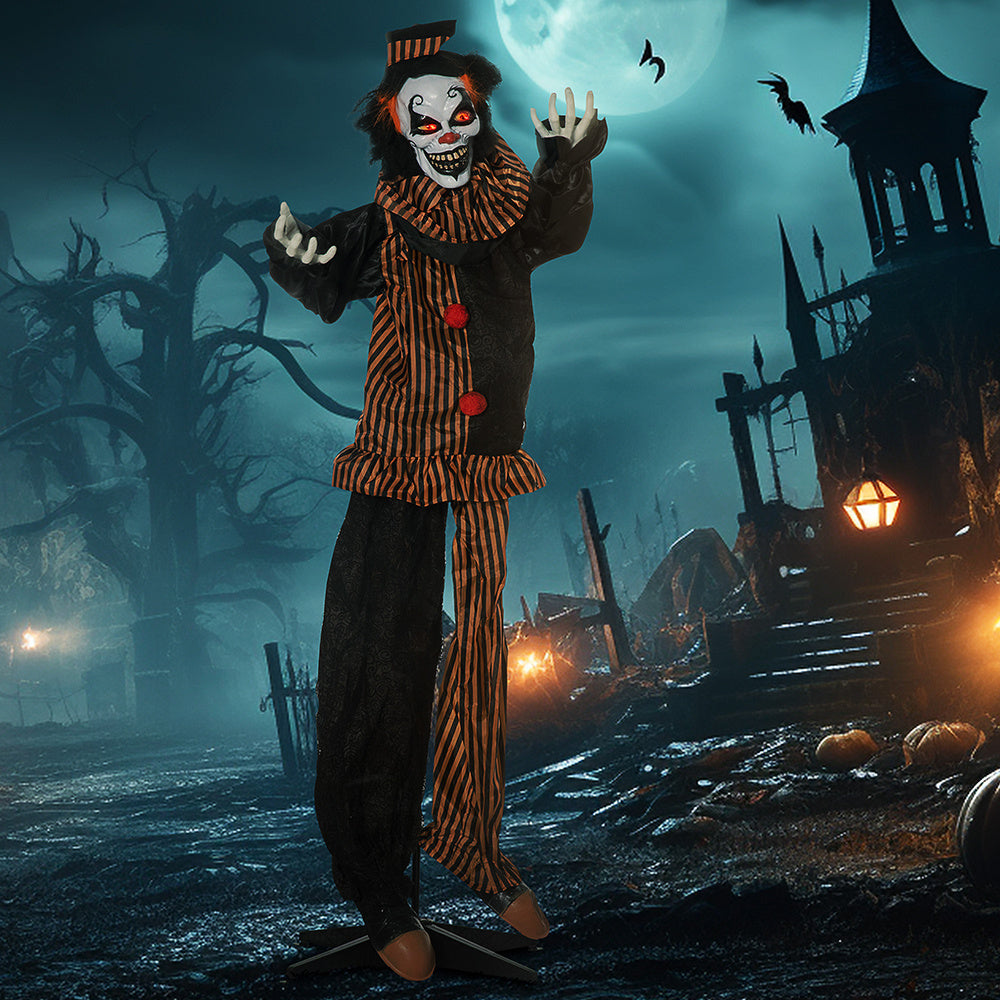67" Life-Size Animated Circus Clown – Halloween Prop with Motion, Sound & Light-Up Eyes