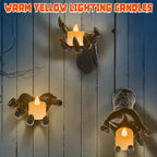 3-Piece Life-Size Creepy Reaching Hands with Lighted Candles – Gothic Halloween Wall Décor, Witch & Devil Horror Sculpture