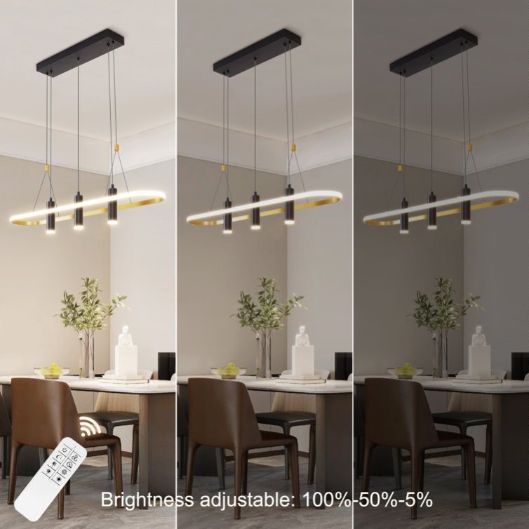 4-Light Modern LED Pendant Light (Black & Gold)
