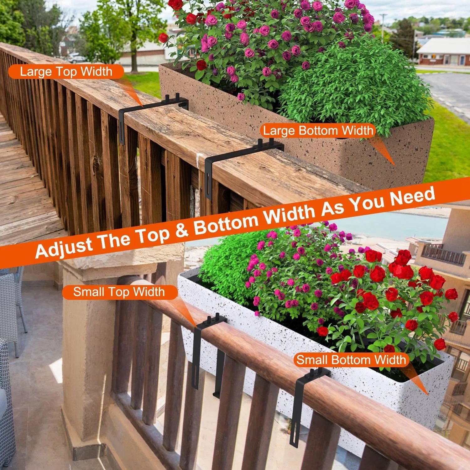 Telescopic Window Planter Bracket / Wall-Mounted Flower Box Holder
