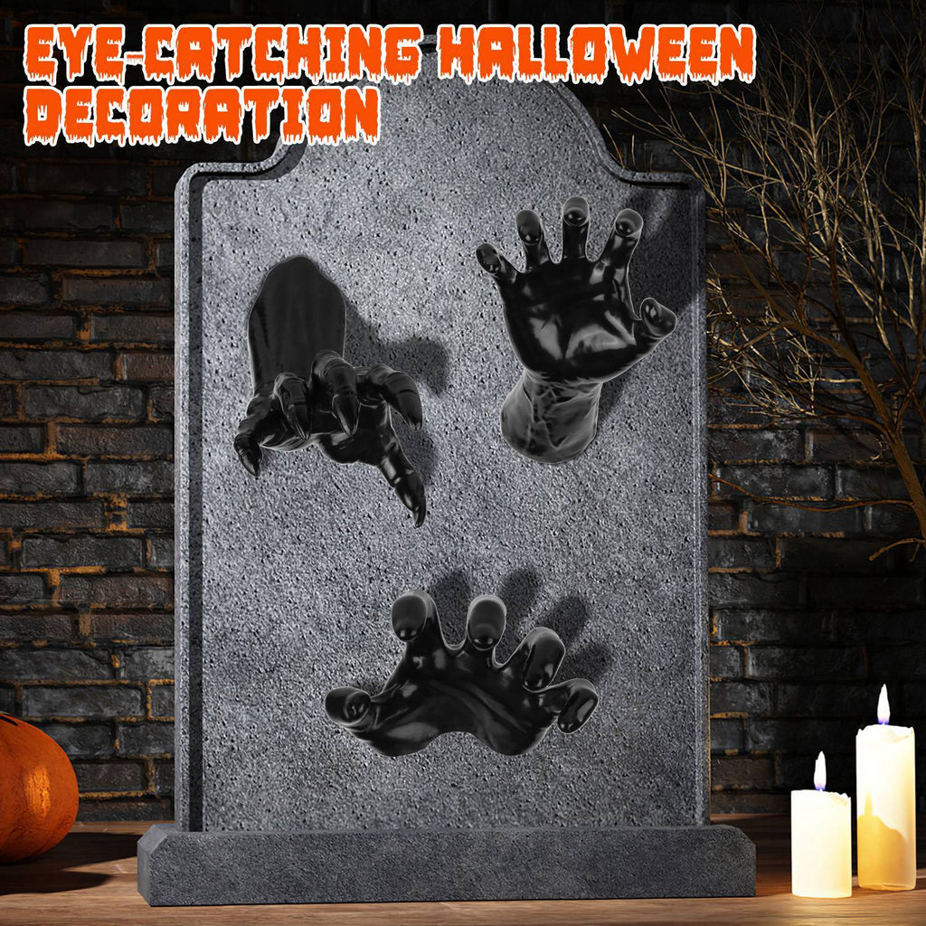 3-Piece Life-Size Creepy Reaching Hands with Lighted Candles – Gothic Halloween Wall Décor, Witch & Devil Horror Sculpture