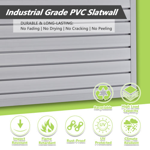 4x4ft PVC Slat Wall Panels – Garage & Home Organization System, Grey