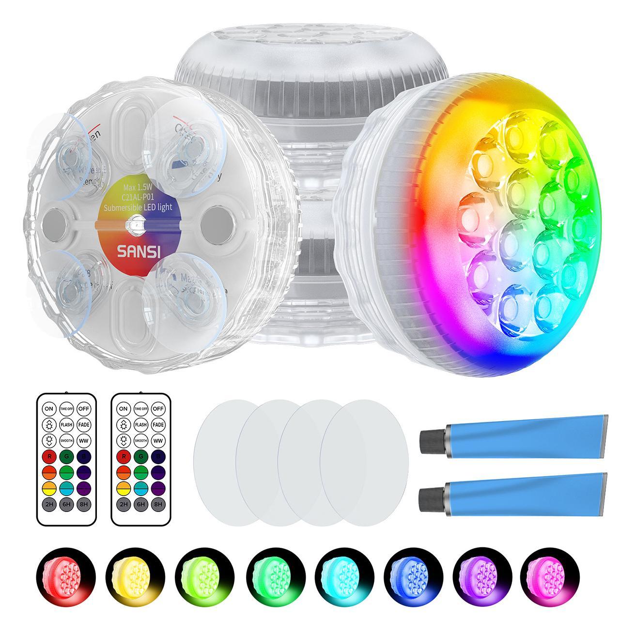 SANSI IP68 Waterproof RGB Pool Light – Rechargeable Up to 20Hrs