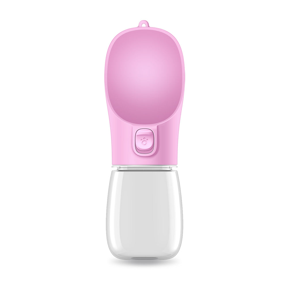 Portable Dog Water Bottle Leak-Proof Pet Drinking Cup with One-Click Dispenser – 350ML / 550ML Travel Water Feeder for Dogs & Cats (Pink, White, Green)