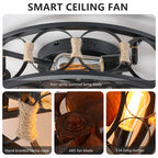 Modern Ceiling Fan with Light & Remote Brown