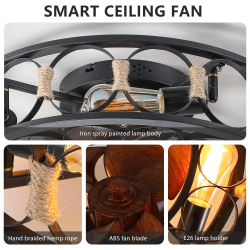 Modern Ceiling Fan with Light & Remote Brown