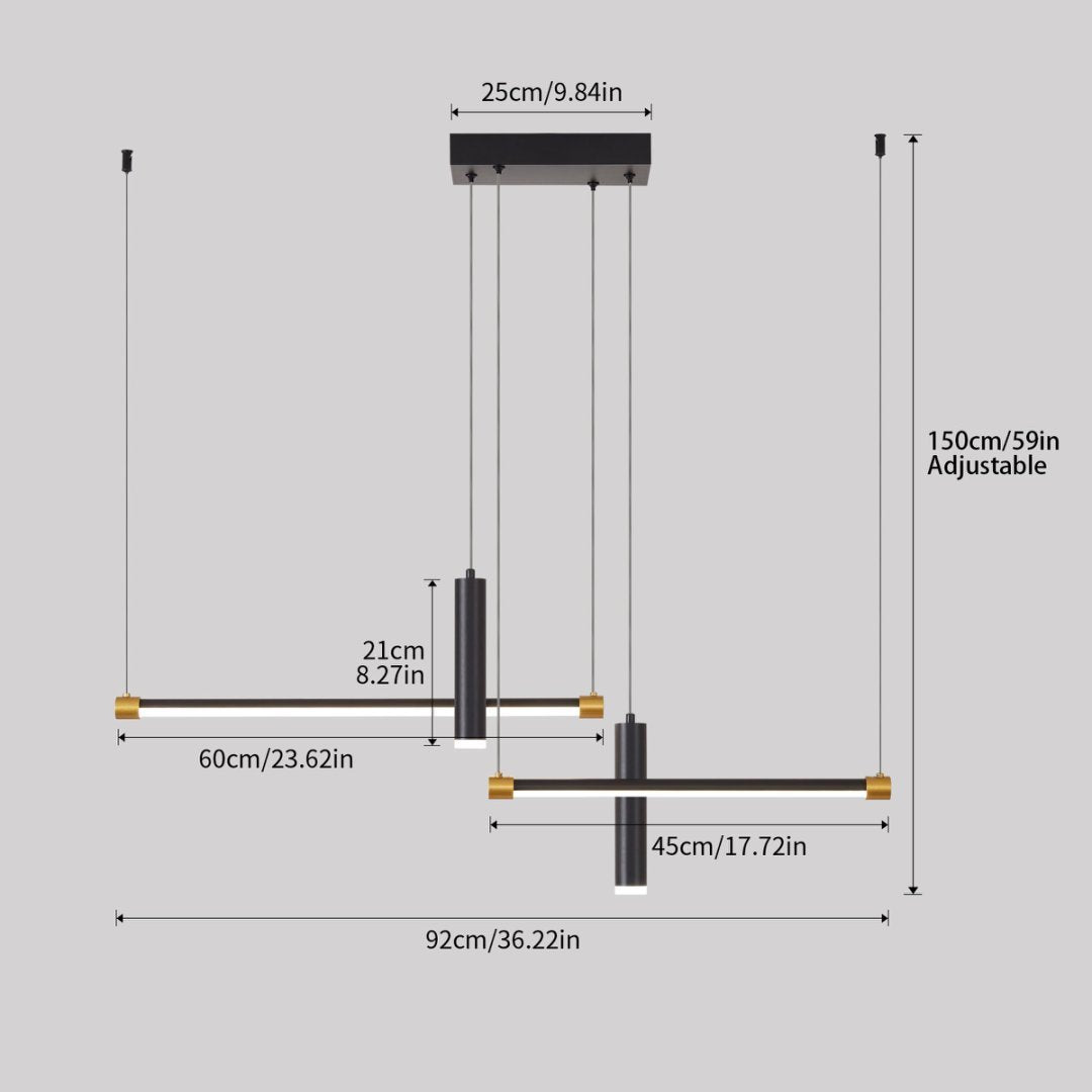 Modern Adjustable Linear LED Pendant Light – Black & Gold