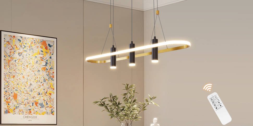 4-Light Modern LED Pendant Light (Black & Gold)