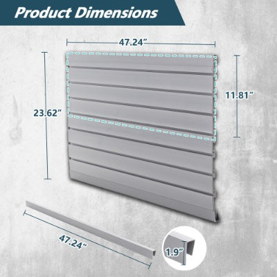PVC Slat Wall Panels – 4ft x 2ft Garage & Home Storage System, Heavy-Duty Graphite Finish