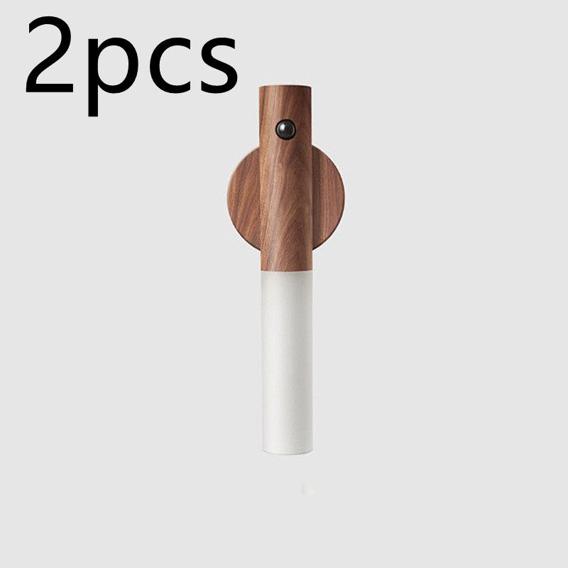 مصباح ليلي لاسلكي خشبي مغناطيسي بمنفذ USB LED تلقائي، أضواء الممرات والشرفات، مستشعر حركة PIR، مصباح حائطي، مصباح خزانة