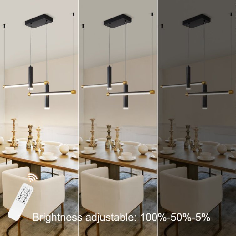 Modern Adjustable Linear LED Pendant Light – Black & Gold