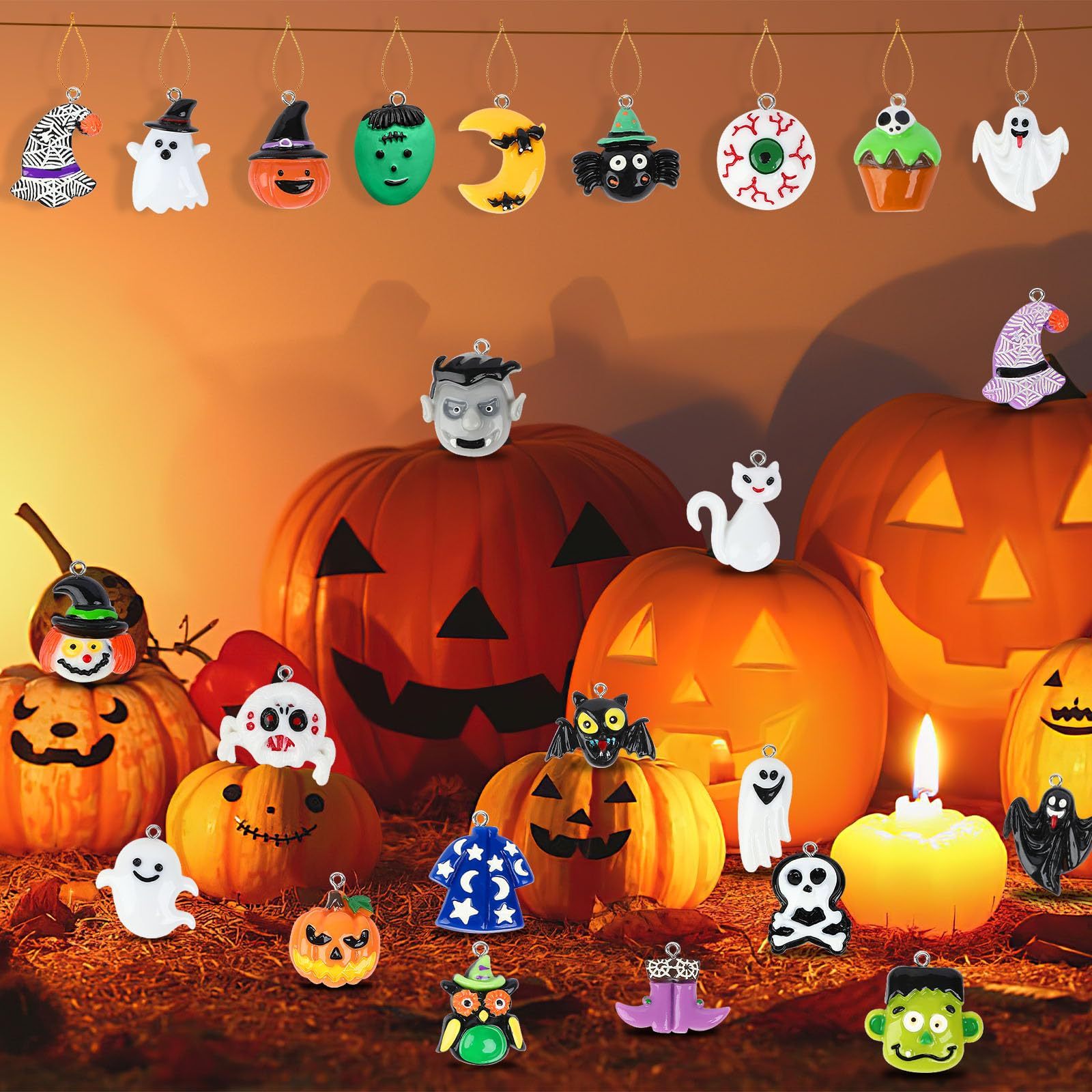 36-Piece Mini Resin Halloween Ornaments – Colorful & Festive Decorations for Home, Party, and DIY Crafts