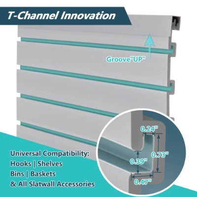 PVC Slat Wall Panels – 4ft x 2ft Garage & Home Storage System, Heavy-Duty Graphite Finish