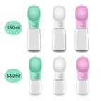 Portable Dog Water Bottle Leak-Proof Pet Drinking Cup with One-Click Dispenser – 350ML / 550ML Travel Water Feeder for Dogs & Cats (Pink, White, Green)
