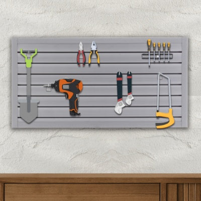 PVC Slat Wall Panels – 4ft x 2ft Garage & Home Storage System, Heavy-Duty Graphite Finish