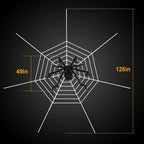 1-Pc 49” Halloween Outdoor Spider with 126” Poseable Web – Creepy Tarantula Yard Decoration for Haunted Halloween
