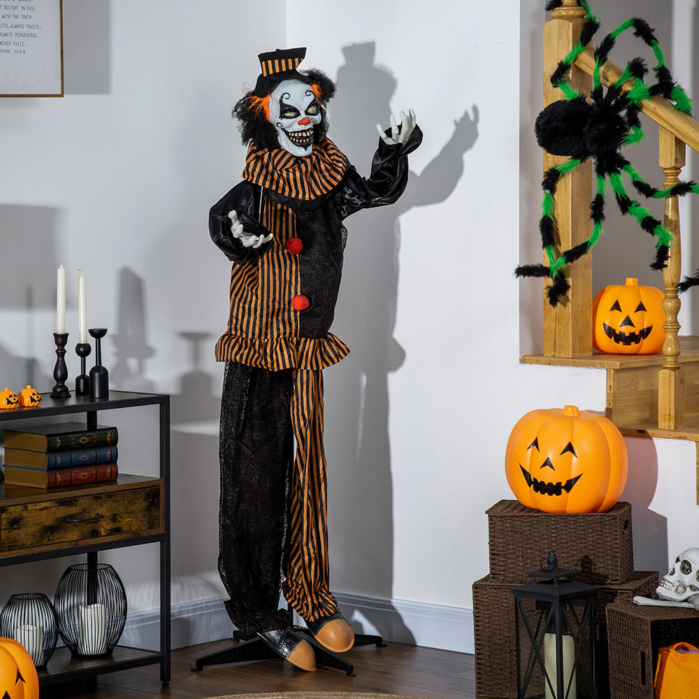 67" Life-Size Animated Circus Clown – Halloween Prop with Motion, Sound & Light-Up Eyes