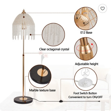 Crystal Waterfall Floor Lamp