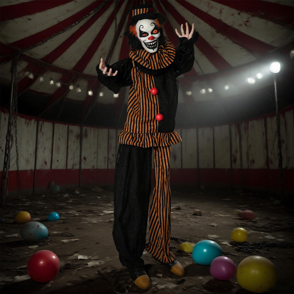 67" Life-Size Animated Circus Clown – Halloween Prop with Motion, Sound & Light-Up Eyes