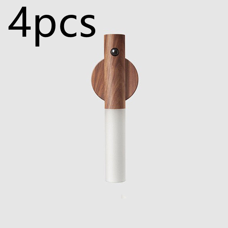 مصباح ليلي لاسلكي خشبي مغناطيسي بمنفذ USB LED تلقائي، أضواء الممرات والشرفات، مستشعر حركة PIR، مصباح حائطي، مصباح خزانة