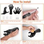 3-Piece Life-Size Creepy Reaching Hands with Lighted Candles – Gothic Halloween Wall Décor, Witch & Devil Horror Sculpture