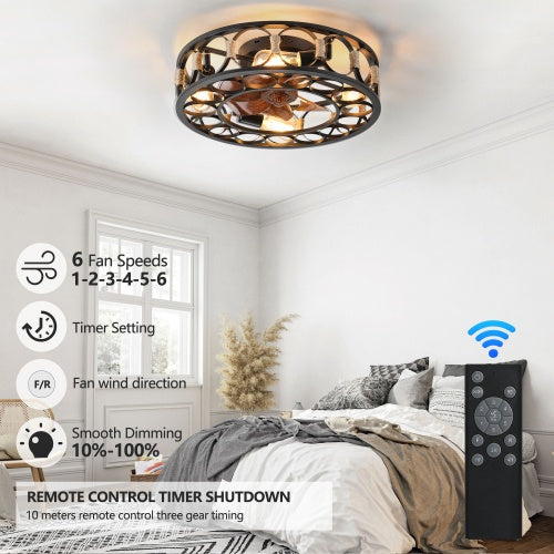 Modern Ceiling Fan with Light & Remote Brown