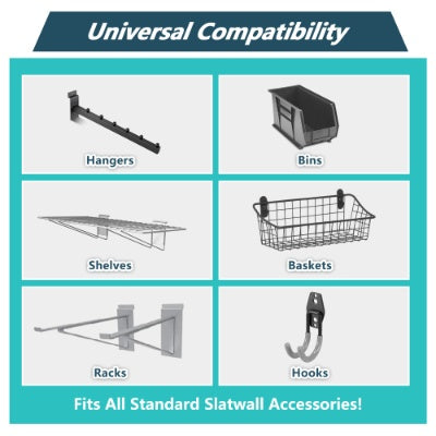 PVC Slat Wall Panels – 4ft x 2ft Garage & Home Storage System, Heavy-Duty Graphite Finish