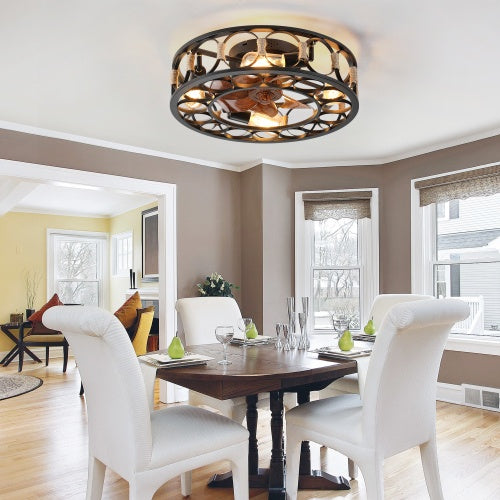 Modern Ceiling Fan with Light & Remote Brown