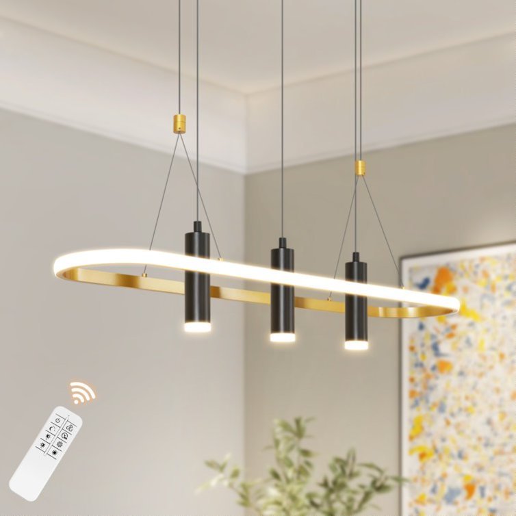 4-Light Modern LED Pendant Light (Black & Gold)