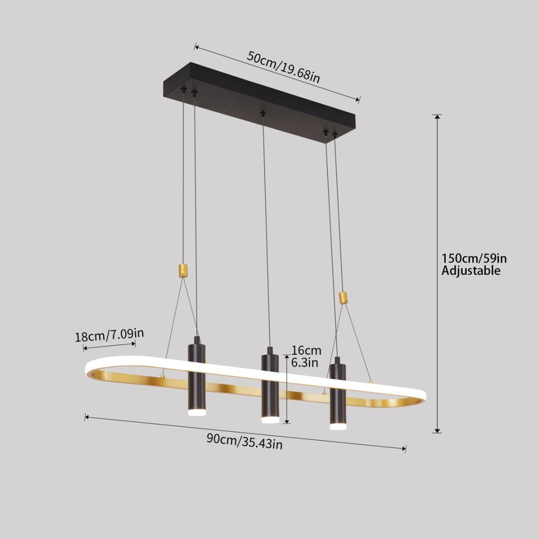 4-Light Modern LED Pendant Light (Black & Gold)