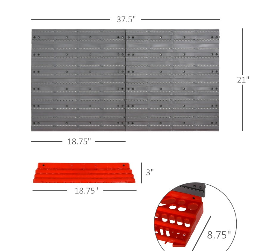 DURHAND Wall-Mounted Tool Organizer – Pegboard with Shelf & 50 Hooks"