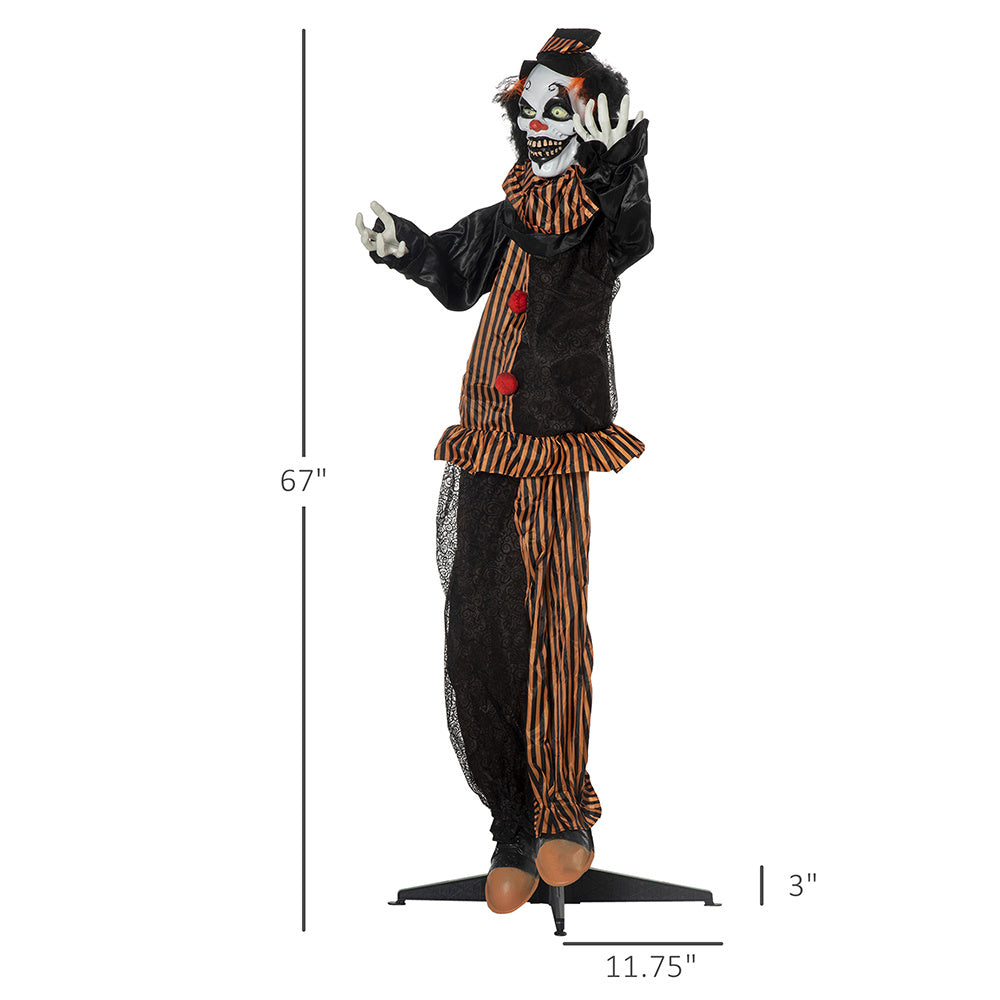 67" Life-Size Animated Circus Clown – Halloween Prop with Motion, Sound & Light-Up Eyes