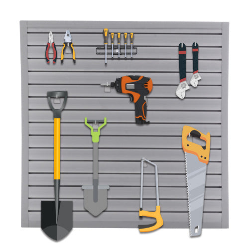 4x4ft PVC Slat Wall Panels – Garage & Home Organization System, Grey