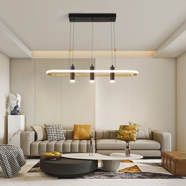 4-Light Modern LED Pendant Light (Black & Gold)
