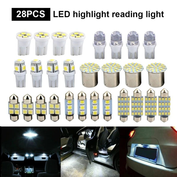28pcs White LED Car Interior Light Kit