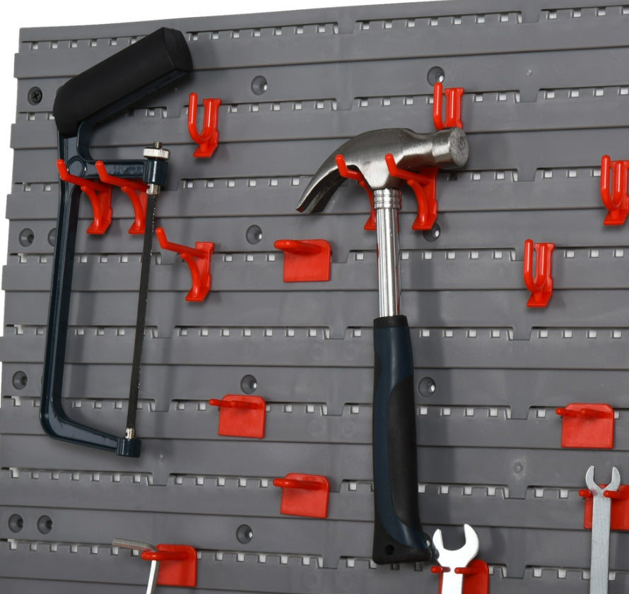 DURHAND Wall-Mounted Tool Organizer – Pegboard with Shelf & 50 Hooks"