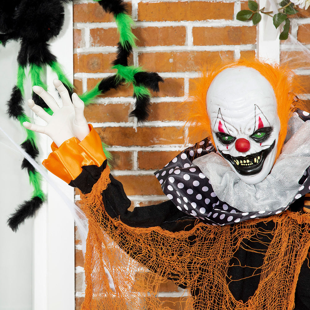 65" Life-Size Animated Circus Clown – Halloween Prop with Motion, Sound & Light-Up Eyes
