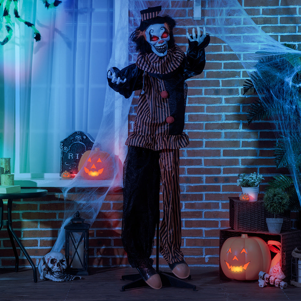 67" Life-Size Animated Circus Clown – Halloween Prop with Motion, Sound & Light-Up Eyes